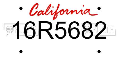 16R5682 California License Plate