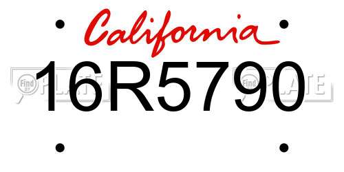 16R5790 California License Plate