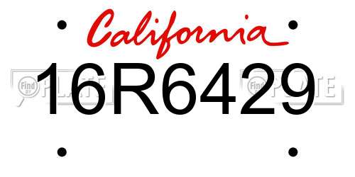 16R6429 California License Plate