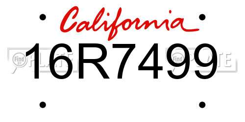16R7499 California License Plate