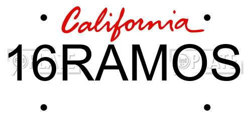 16RAMOS California License Plate