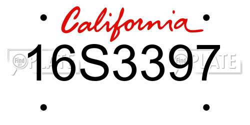 16S3397 California License Plate