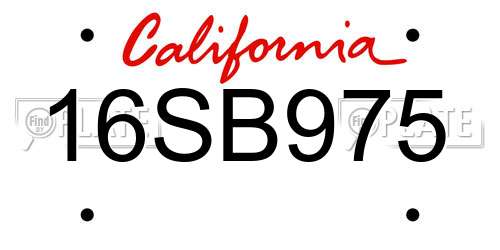 16SB975 California License Plate