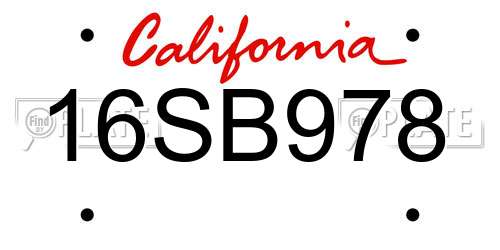 16SB978 California License Plate