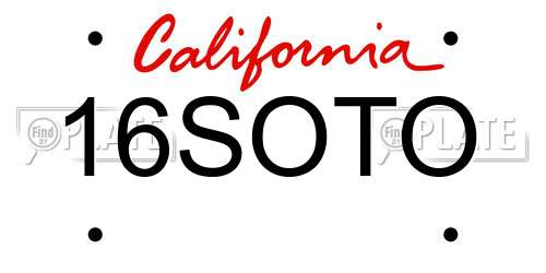 16SOTO California License Plate
