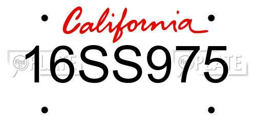 16SS975 California License Plate