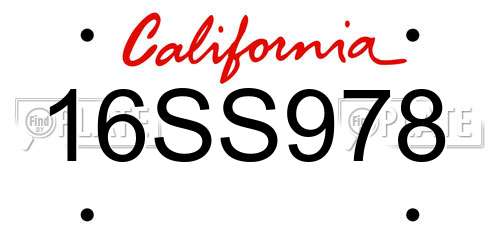 16SS978 California License Plate