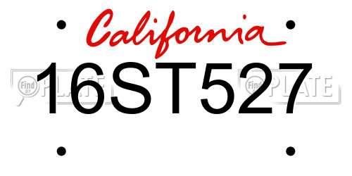 16ST527 California License Plate