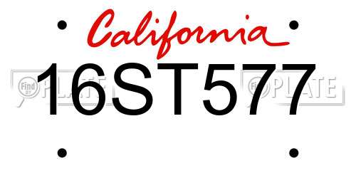 16ST577 California License Plate