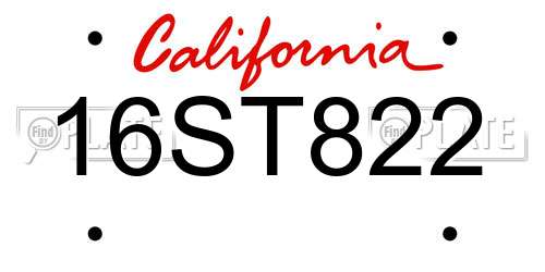 16ST822 California License Plate