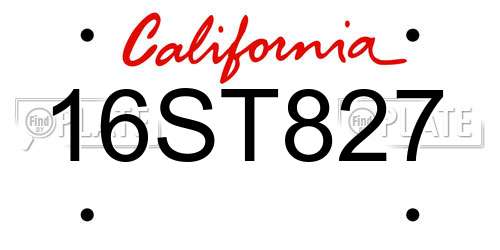 16ST827 California License Plate