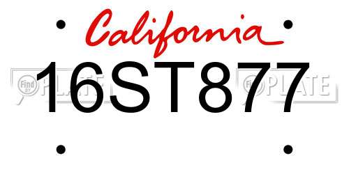 16ST877 California License Plate
