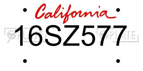16SZ577 California License Plate