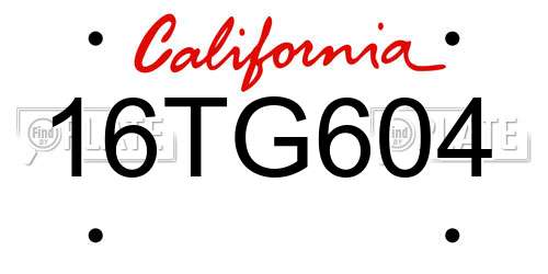 16TG604 California License Plate