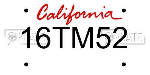 16TM52 California License Plate