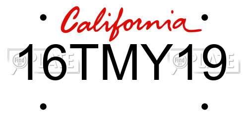 16TMY19 California License Plate