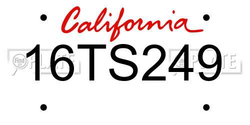16TS249 California License Plate