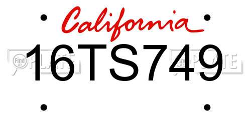 16TS749 California License Plate