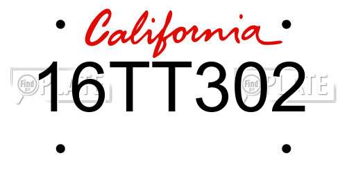 16TT302 California License Plate