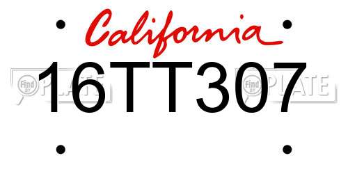 16TT307 California License Plate