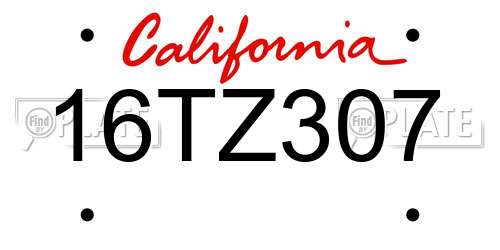 16TZ307 California License Plate