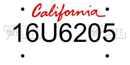 16U6205 California License Plate