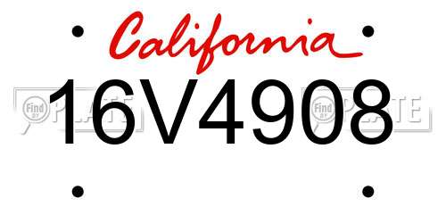 16V4908 California License Plate