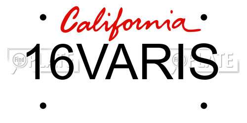 16VARIS California License Plate