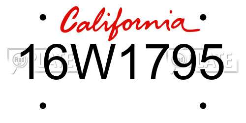 16W1795 California License Plate