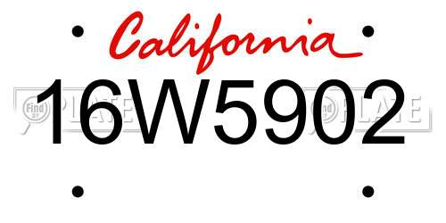 16W5902 California License Plate