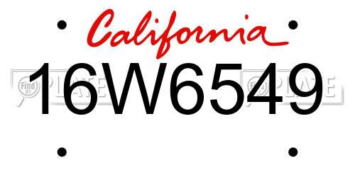16W6549 California License Plate