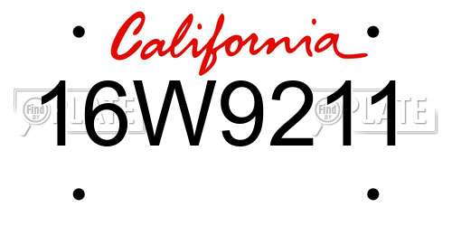 16W9211 California License Plate