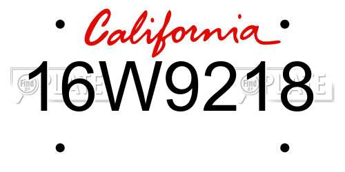 16W9218 California License Plate