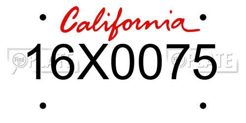 16X0075 California License Plate