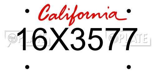 16X3577 California License Plate