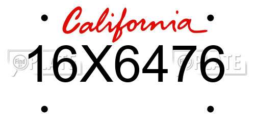 16X6476 California License Plate