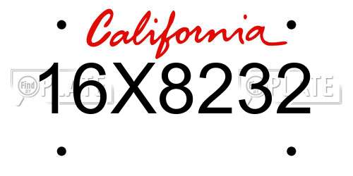 16X8232 California License Plate