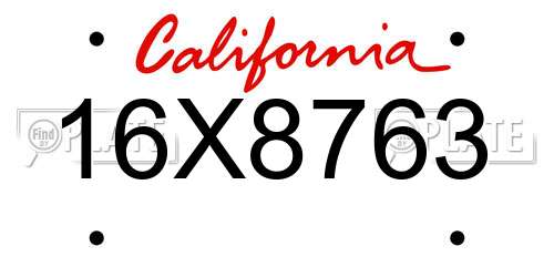 16X8763 California License Plate