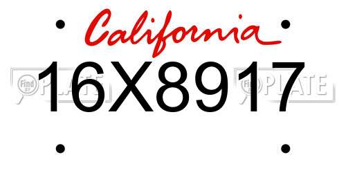 16X8917 California License Plate