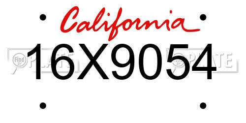 16X9054 California License Plate