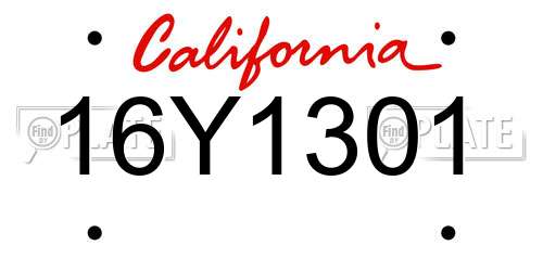 16Y1301 California License Plate
