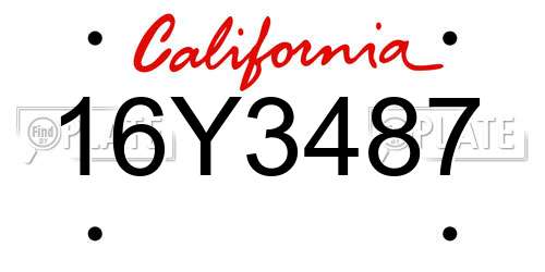 16Y3487 California License Plate