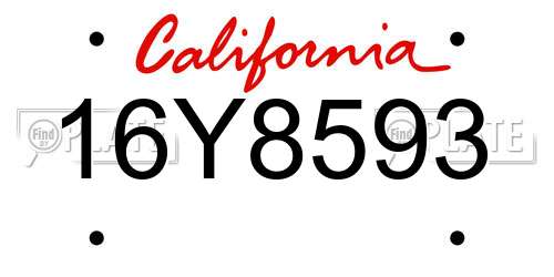 16Y8593 California License Plate