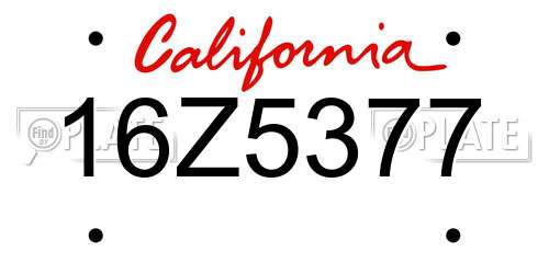16Z5377 California License Plate