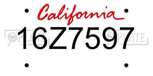 16Z7597 California License Plate
