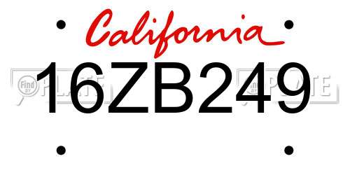 16ZB249 California License Plate