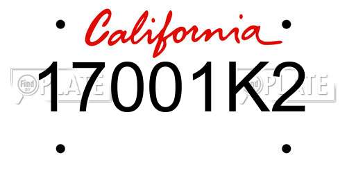 17001K2 California License Plate