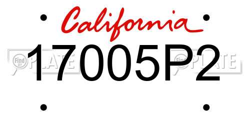 17005P2 California License Plate