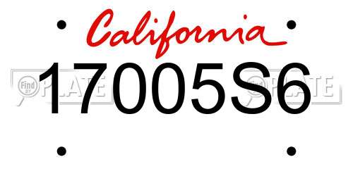17005S6 California License Plate