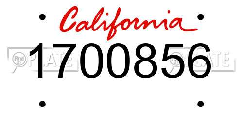 1700856 California License Plate